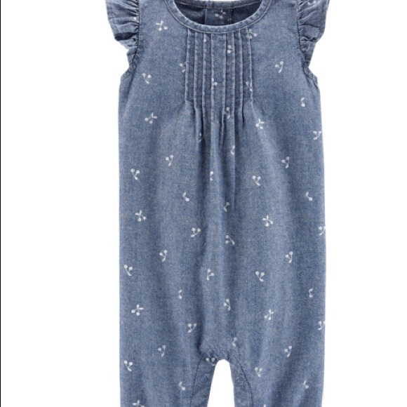 Carter's Other - Baby girls Denim Chambray jumpsuit with cherries